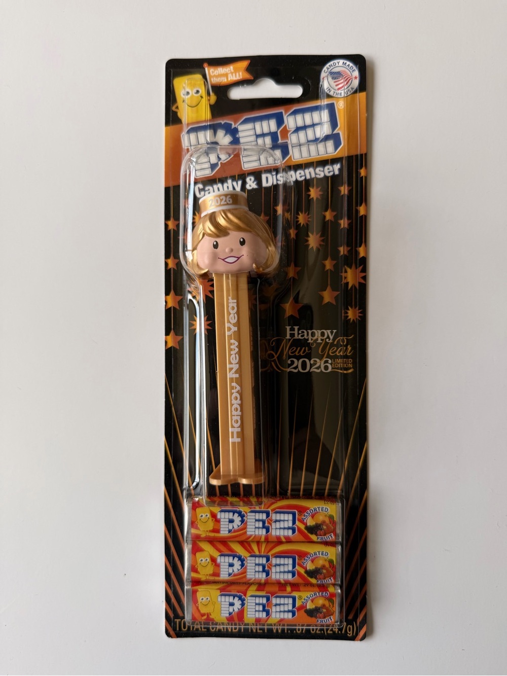 PEZ Presenter Girl Happy New Year 2026 Candy Dispenser Limited Edition